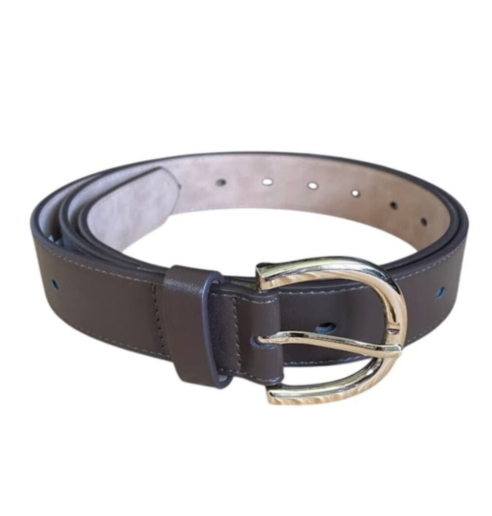 Target Womens Espresso Brown Faux Leather Belt With Gold Tone Buckle Size XXL